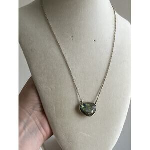 Vintage Sterling Silver Gold Vermeil 925 Labradorite Pendant Necklace India 18”